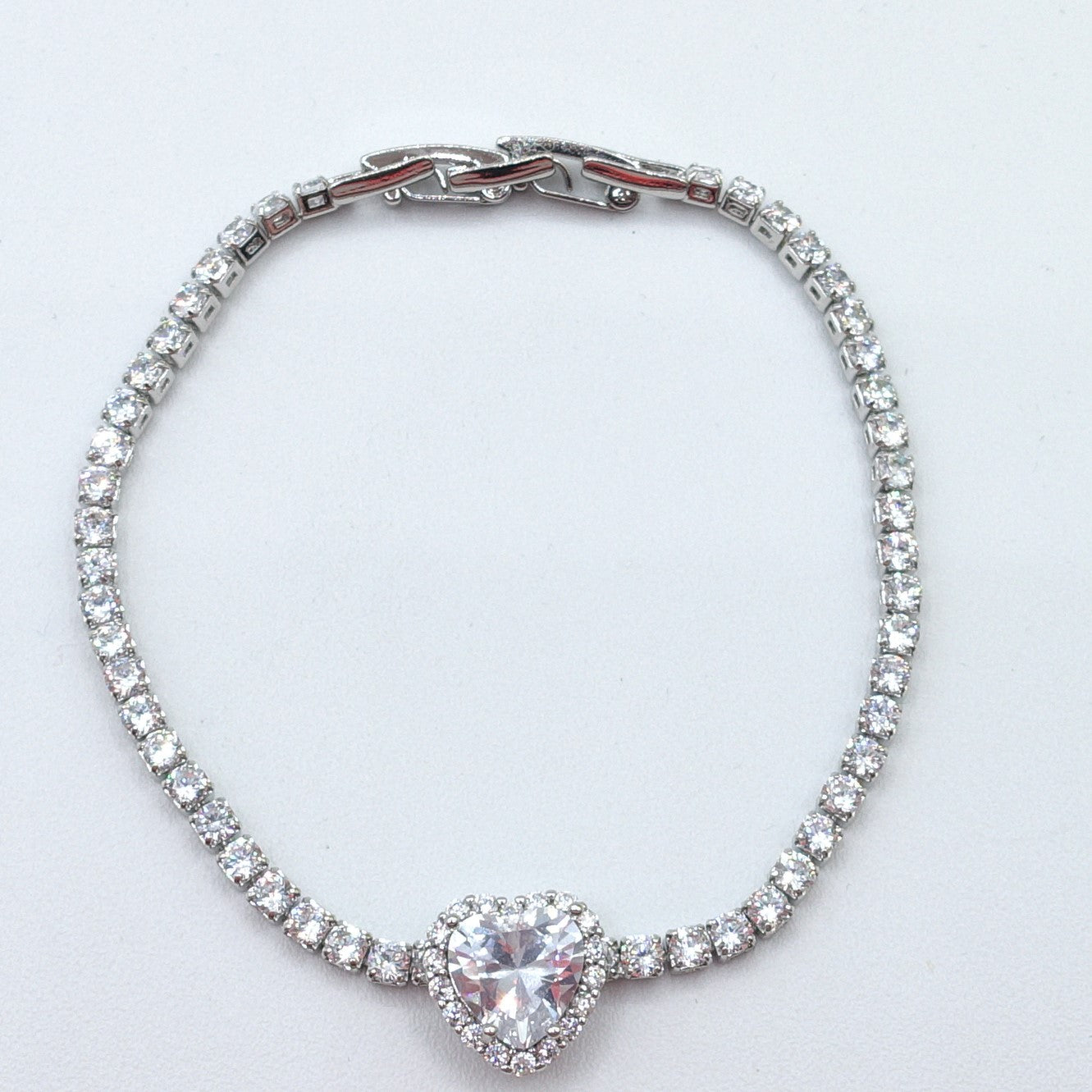 DIANA ~Chunky ~ Bracciale tennis con cuore in Cubic Zirconia