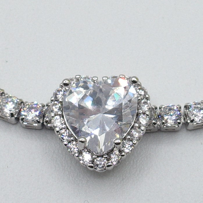 DIANA ~Chunky ~ Bracciale tennis con cuore in Cubic Zirconia