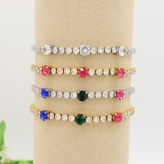 LUNA ~ Bracciale tennis ACCIAIO INOSSIDABILE regolabile