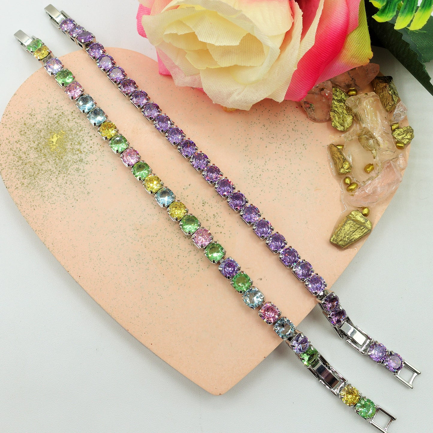 Melanie ~Rainbow-Bracciale tennis in Cubic Zirconia