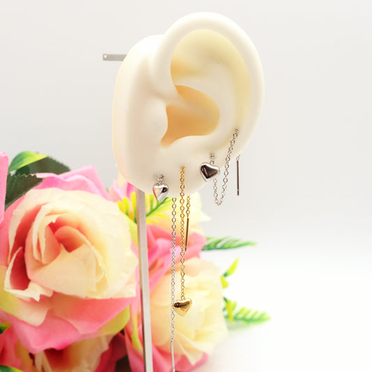 HEARTS bombè - ACCIAIO inossidabile ~ PAIO Orecchini filo pendenti - saliscendi