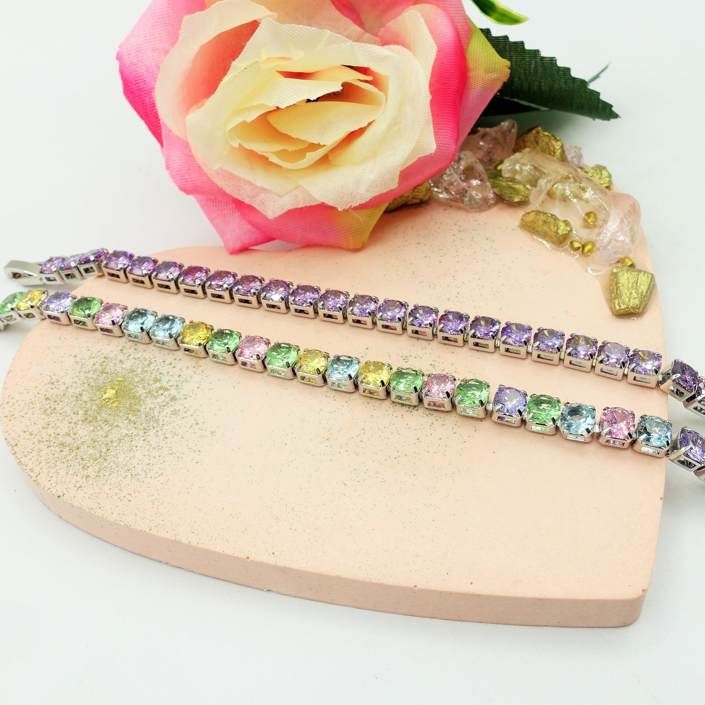 Melanie ~Rainbow-Bracciale tennis in Cubic Zirconia