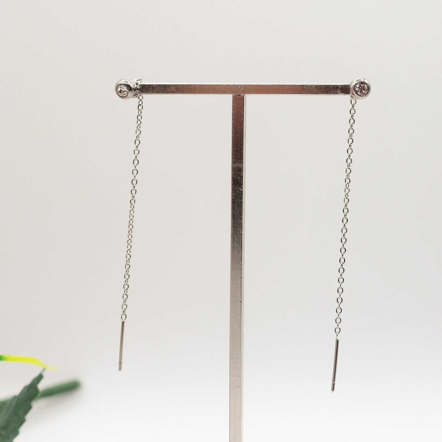 SHINY - ACCIAIO inossidabile ~PAIO Orecchini filo pendenti con cubic zirconia - saliscendi