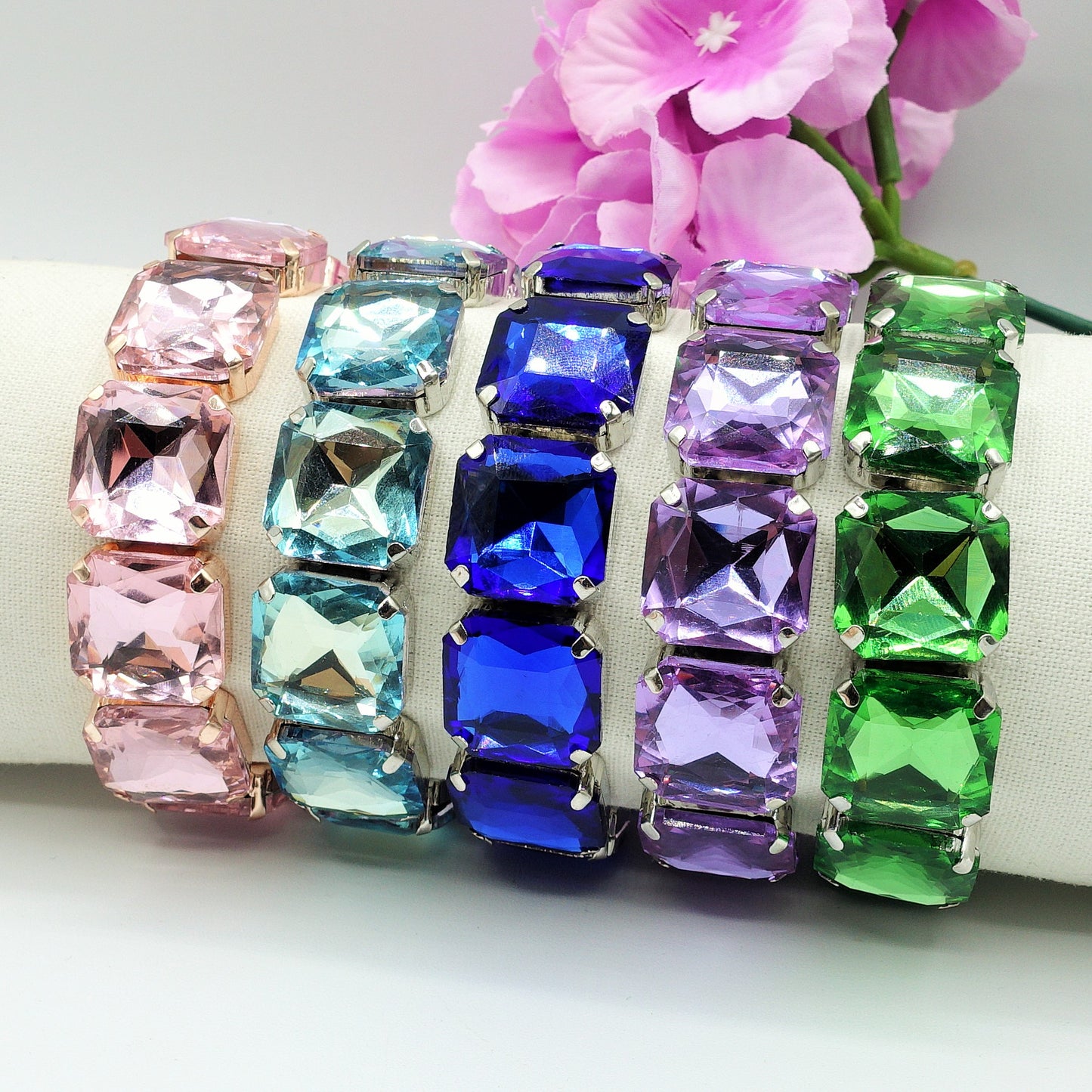MARGOT SQUARE -Bracciale Elasticizzato con pietre sfaccettate - LUCE COLLECTION