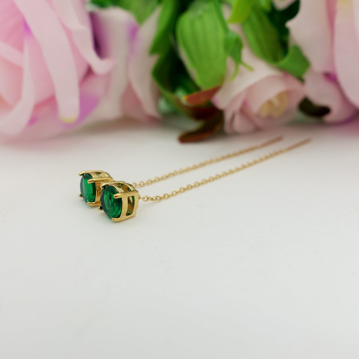 SHINY PUNTO LUCE XL - Acciaio inossidabile ~Paio Orecchini filo pendenti con cubic zirconia - saliscendi