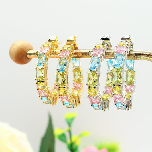 CHARIS hoops - Orecchini a cerchio con Cubic Zirconia RAINBOW