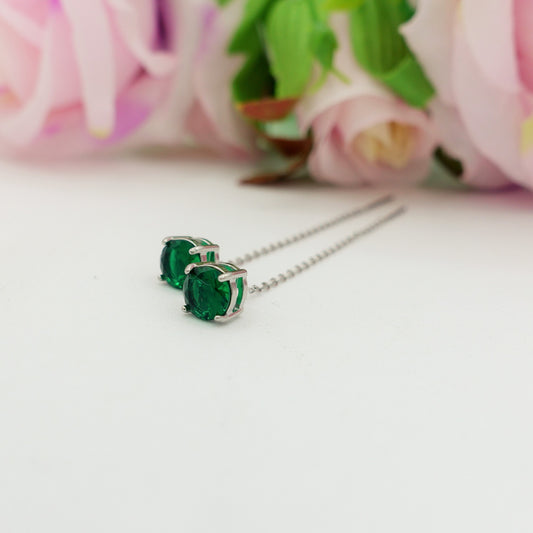 SHINY PUNTO LUCE XL - Acciaio inossidabile ~Paio Orecchini filo pendenti con cubic zirconia - saliscendi