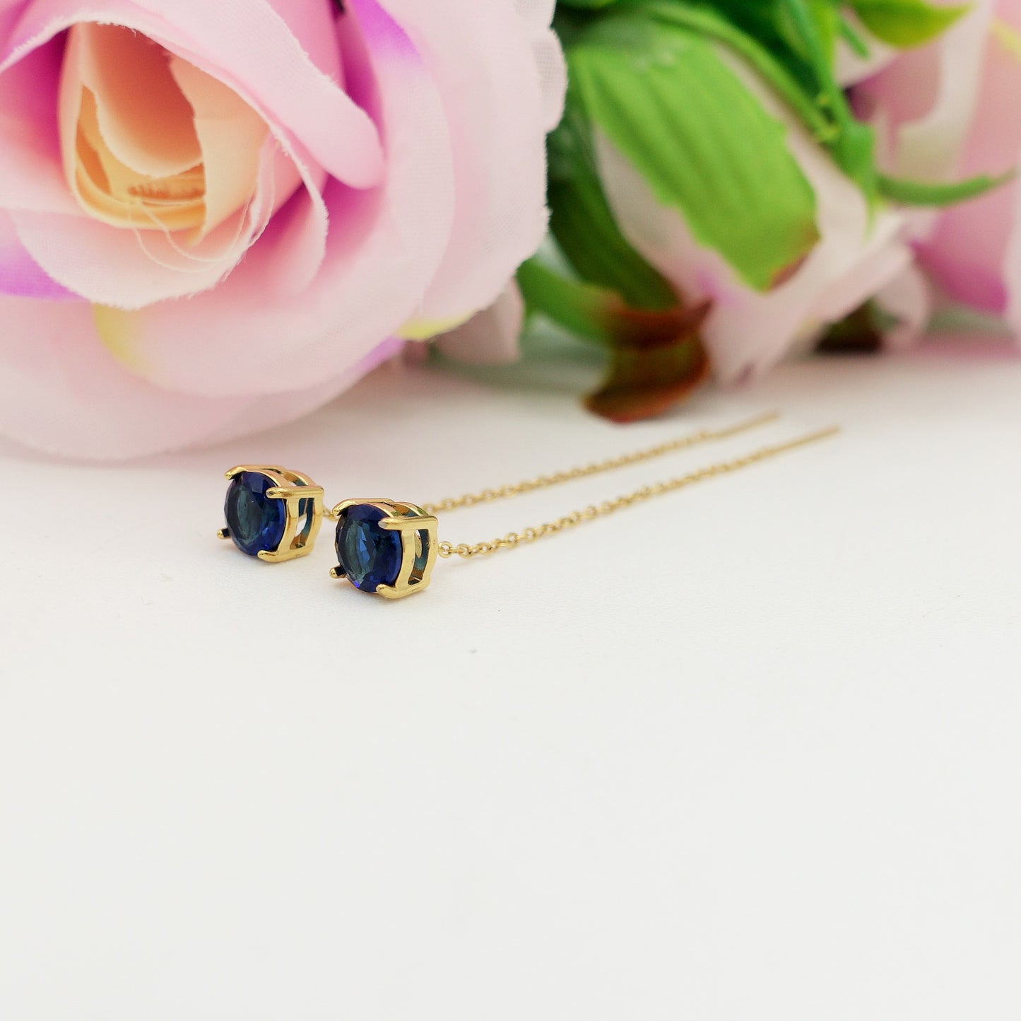 SHINY PUNTO LUCE XL - Acciaio inossidabile ~Paio Orecchini filo pendenti con cubic zirconia - saliscendi