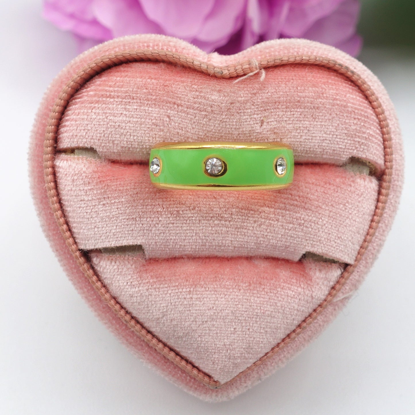 SUNNY ~Anello regolabile IN ACCIAIO INOSSIDABILE smaltato con zirconi