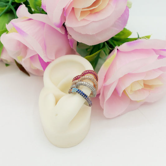 ADELE ~ Earcuff mono orecchino SENZA buco a CUORE con cubic zirconia RAINBOW