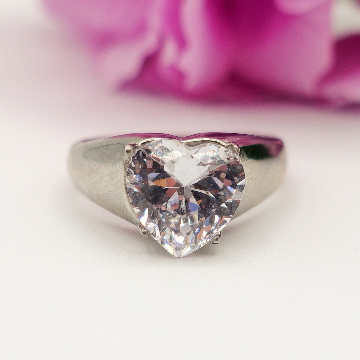 Isabelle - Acciaio Inossidabile~ anello chevalier cubic zirconia a cuore