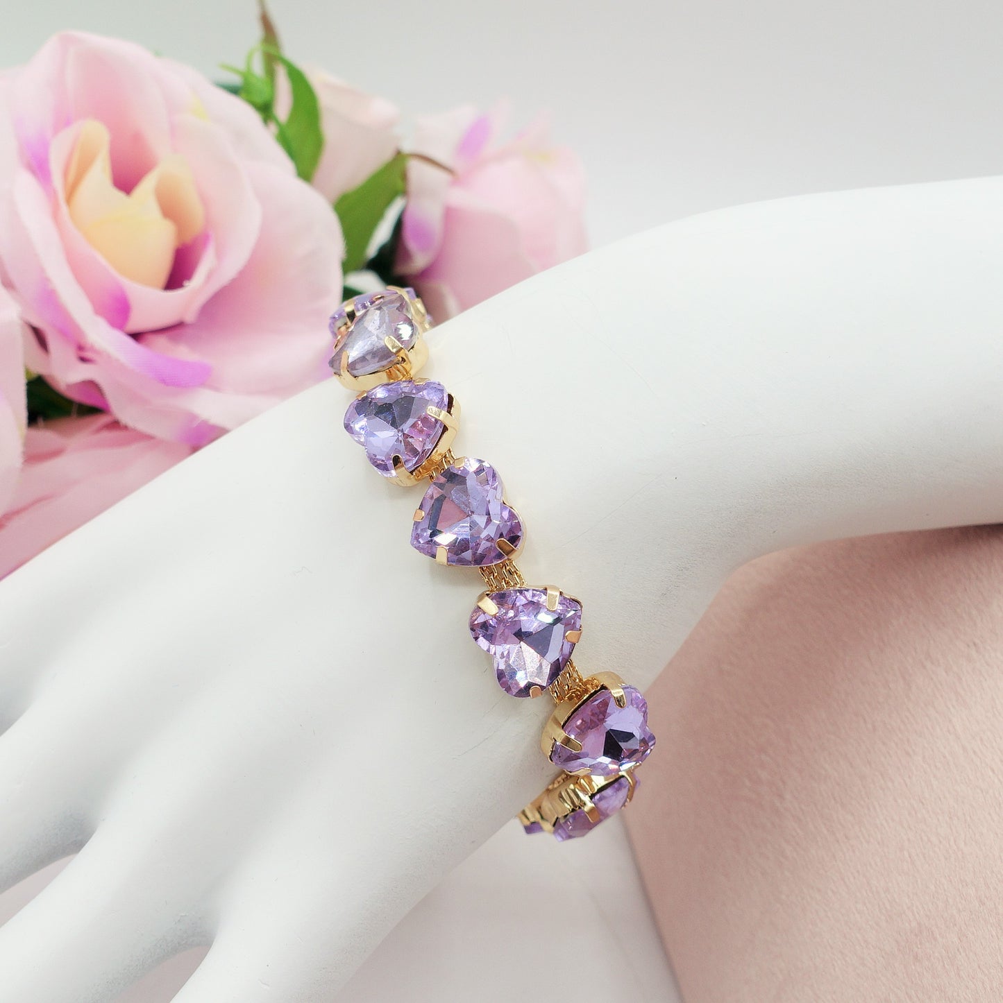 LUCE HEARTS - Bracciale con pietre a cuore sfaccettate