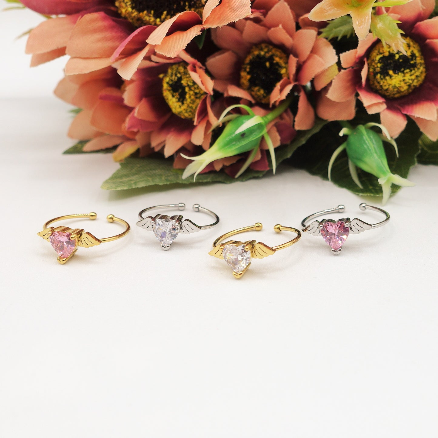 ANGEL ~ Anello regolabile in ACCIAIO INOSSIDABILE con cubic zirconia