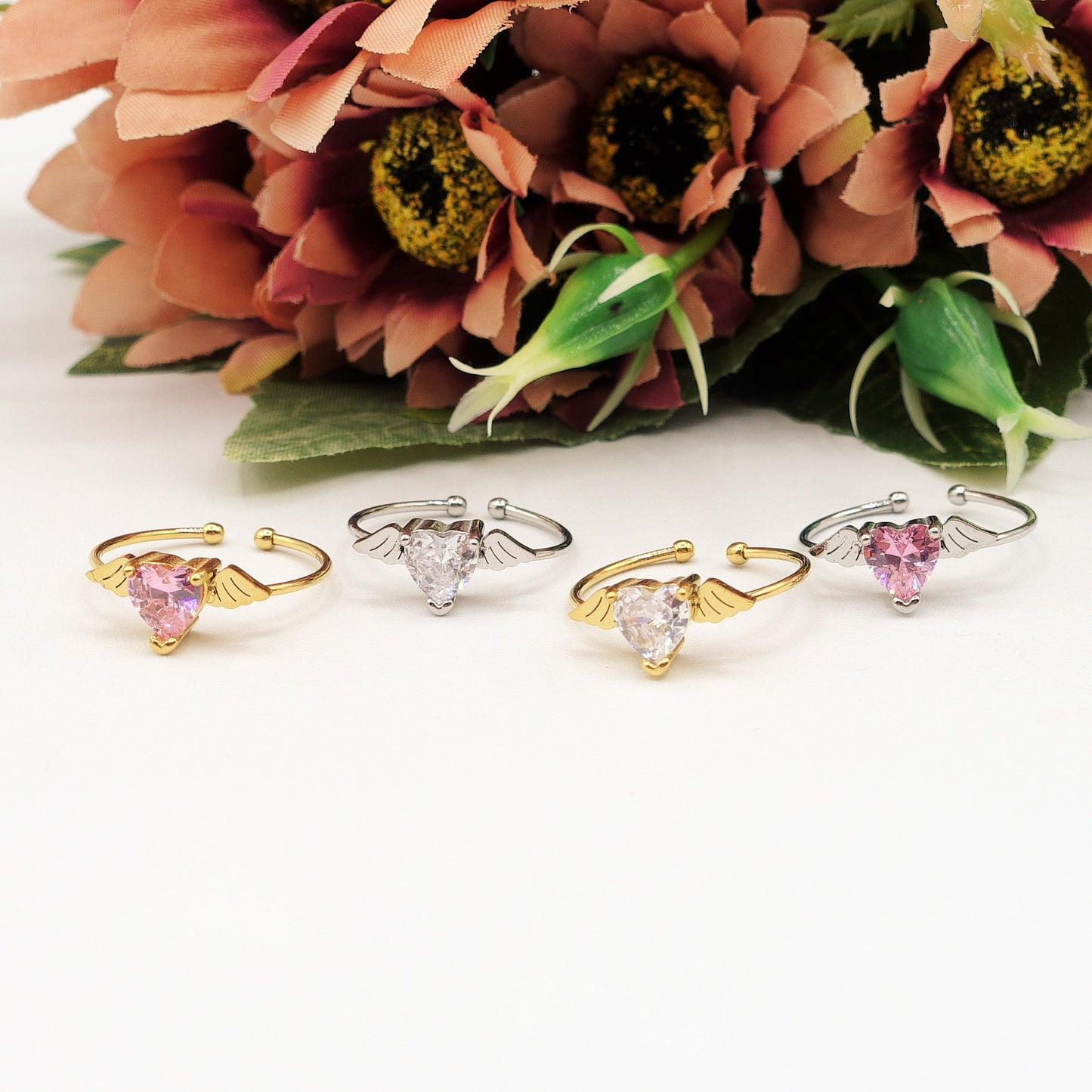 ANGEL ~ Anello regolabile in ACCIAIO INOSSIDABILE con cubic zirconia