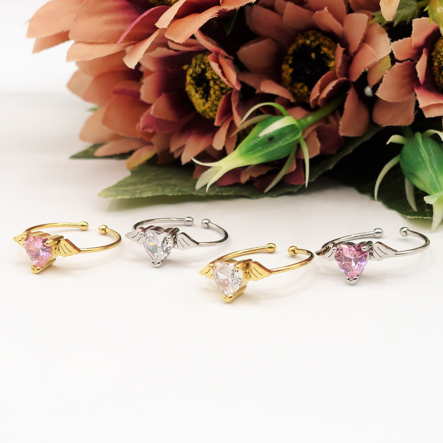 ANGEL ~ Anello regolabile in ACCIAIO INOSSIDABILE con cubic zirconia