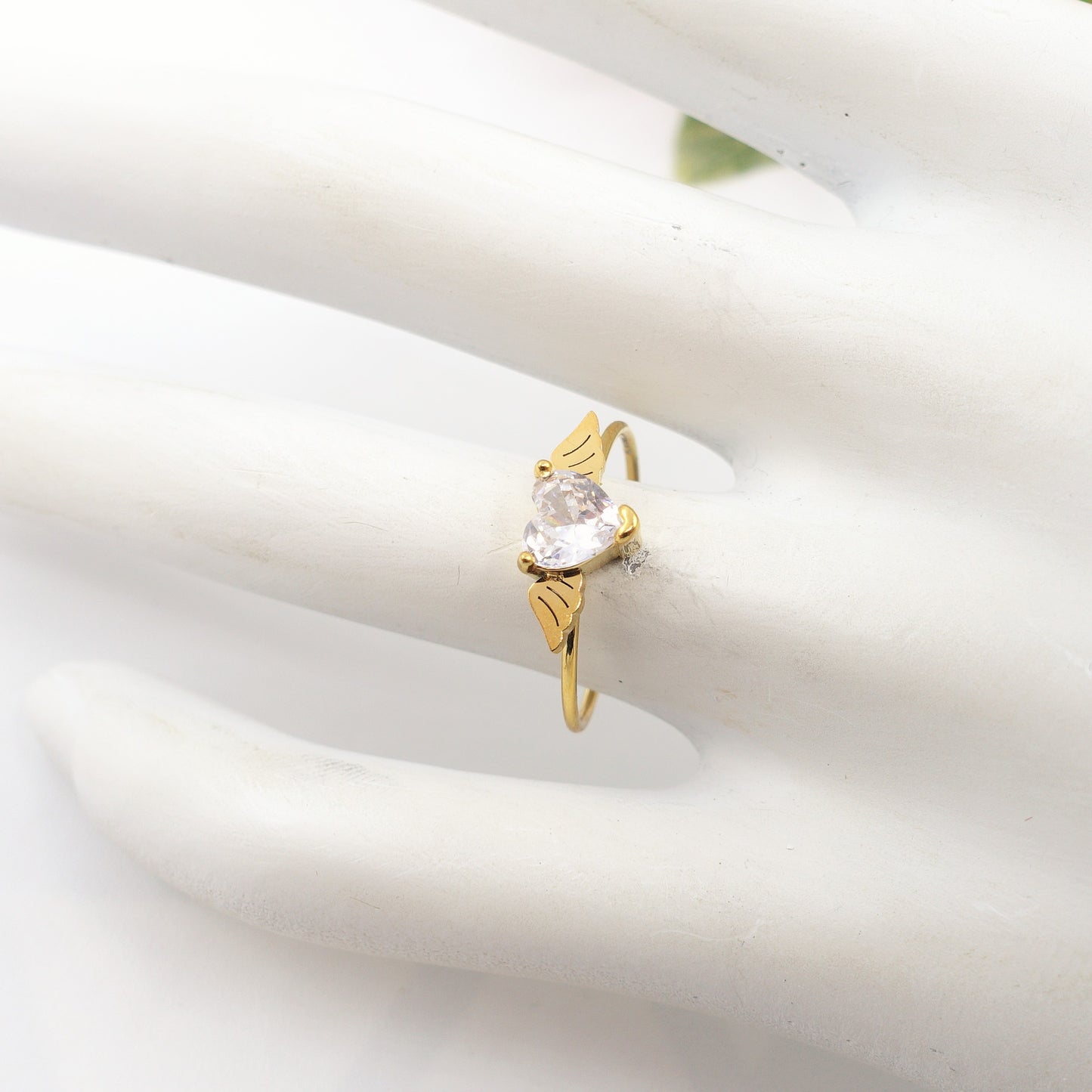 ANGEL ~ Anello regolabile in ACCIAIO INOSSIDABILE con cubic zirconia