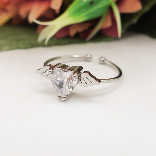 ANGEL ~ Anello regolabile in ACCIAIO INOSSIDABILE con cubic zirconia
