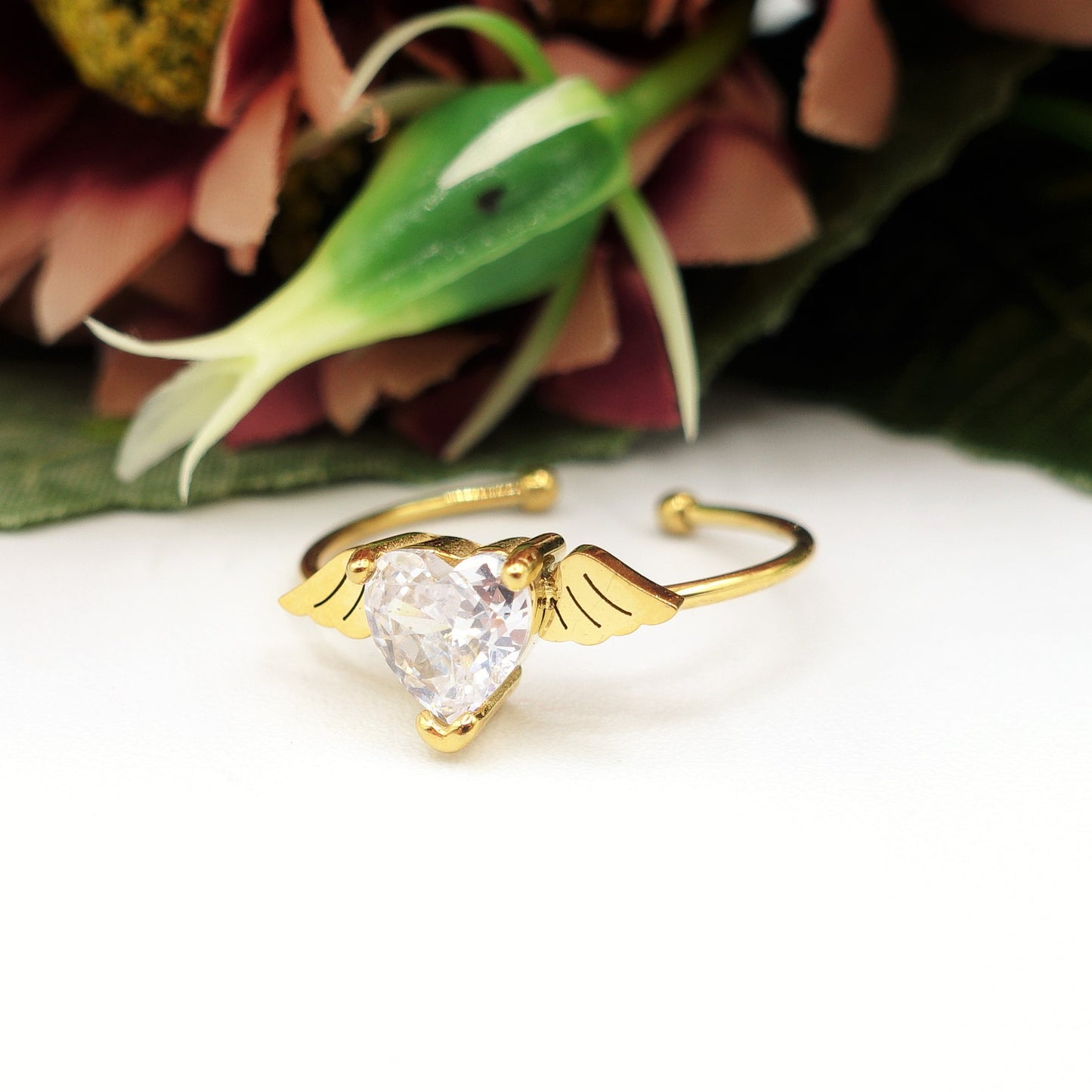 ANGEL ~ Anello regolabile in ACCIAIO INOSSIDABILE con cubic zirconia