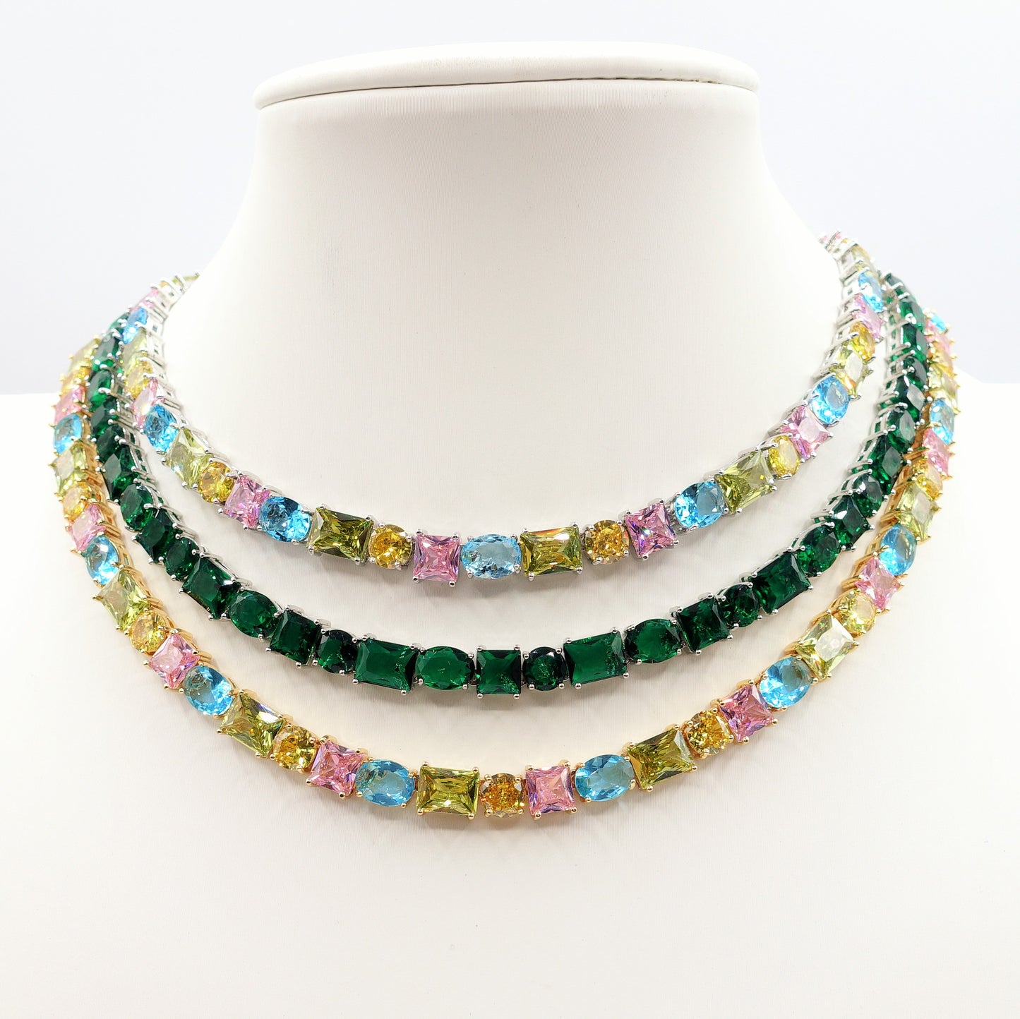 CHARIS Collier Tennis - Collana con Cubic Zirconia RAINBOW
