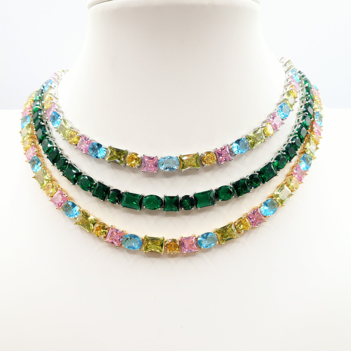 CHARIS Collier Tennis - Collana con Cubic Zirconia RAINBOW