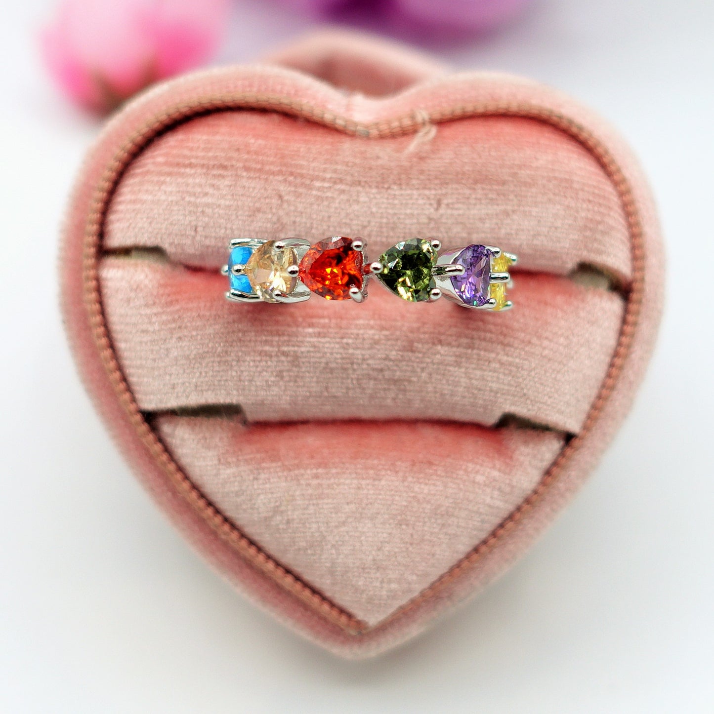 JENNY-Anello regolabile in Cubic Zirconia a forma di Cuore