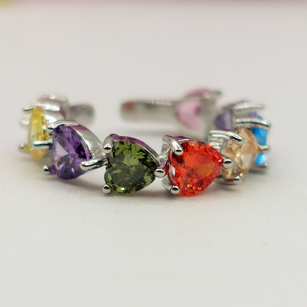 JENNY-Anello regolabile in Cubic Zirconia a forma di Cuore