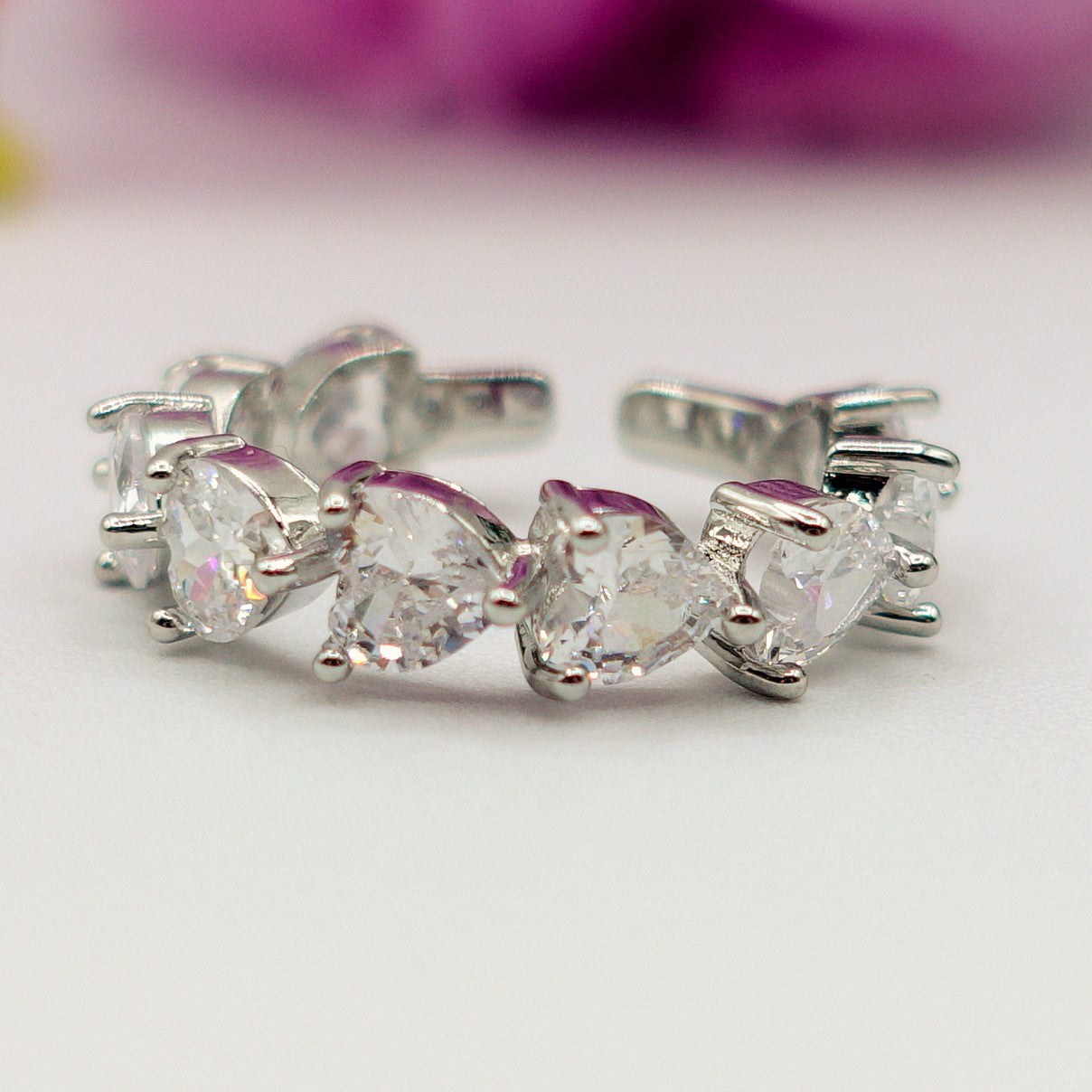 JENNY-Anello regolabile in Cubic Zirconia a forma di Cuore