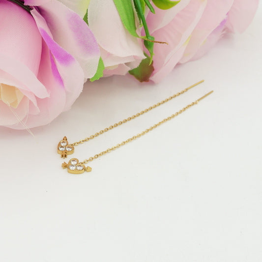 PIERCED HEART - ACCIAIO inossidabile ~ Paio Orecchini filo pendenti con cubic zirconia - saliscendi