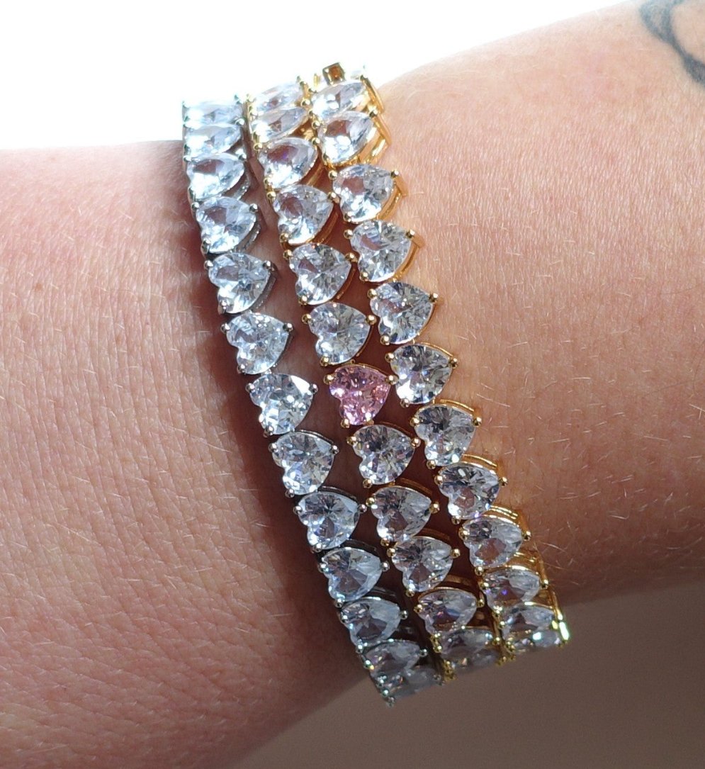CHERIE - bracciale tennis con cubic zirconia a forma di cuore