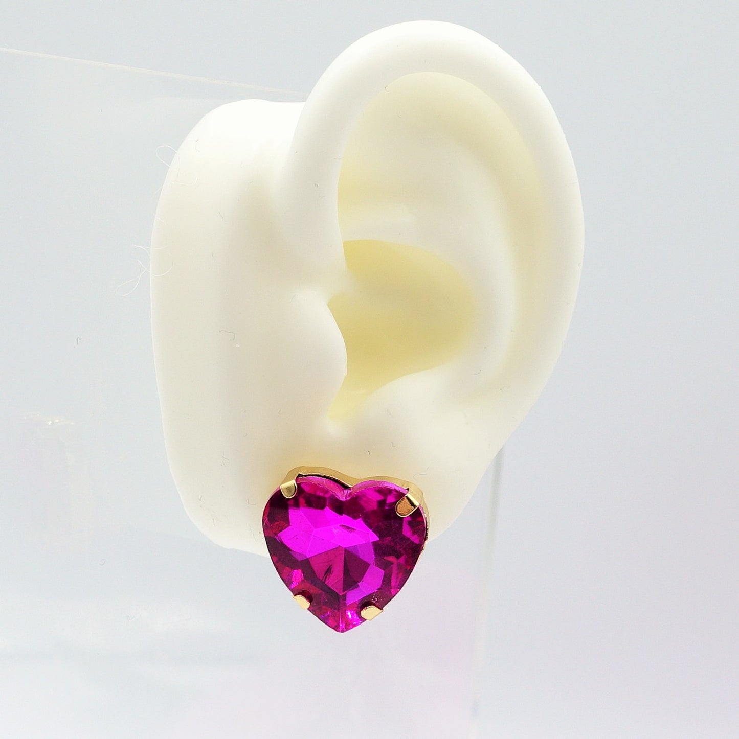 LUCE HEART STUDS- Paio Orecchini a bottone con pietra sfaccettata a cuore