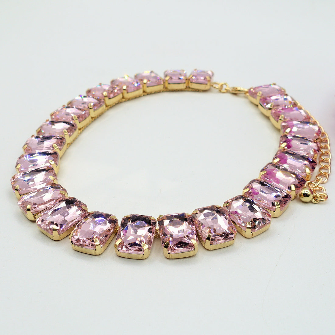 MARGOT SET - PINK SET - Collier orecchini e bracciale con pietre sfaccettate