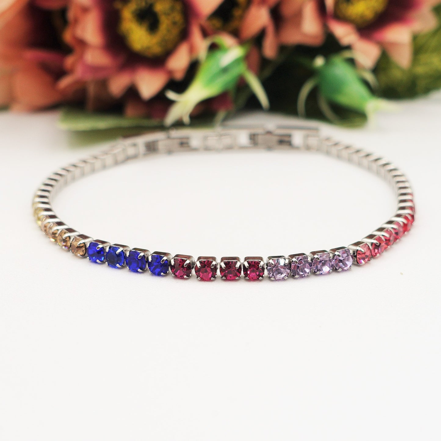 ALICIA RAINBOW ~ Bracciale tennis in ACCIAIO INOSSIDABILE con Cubic Zirconia