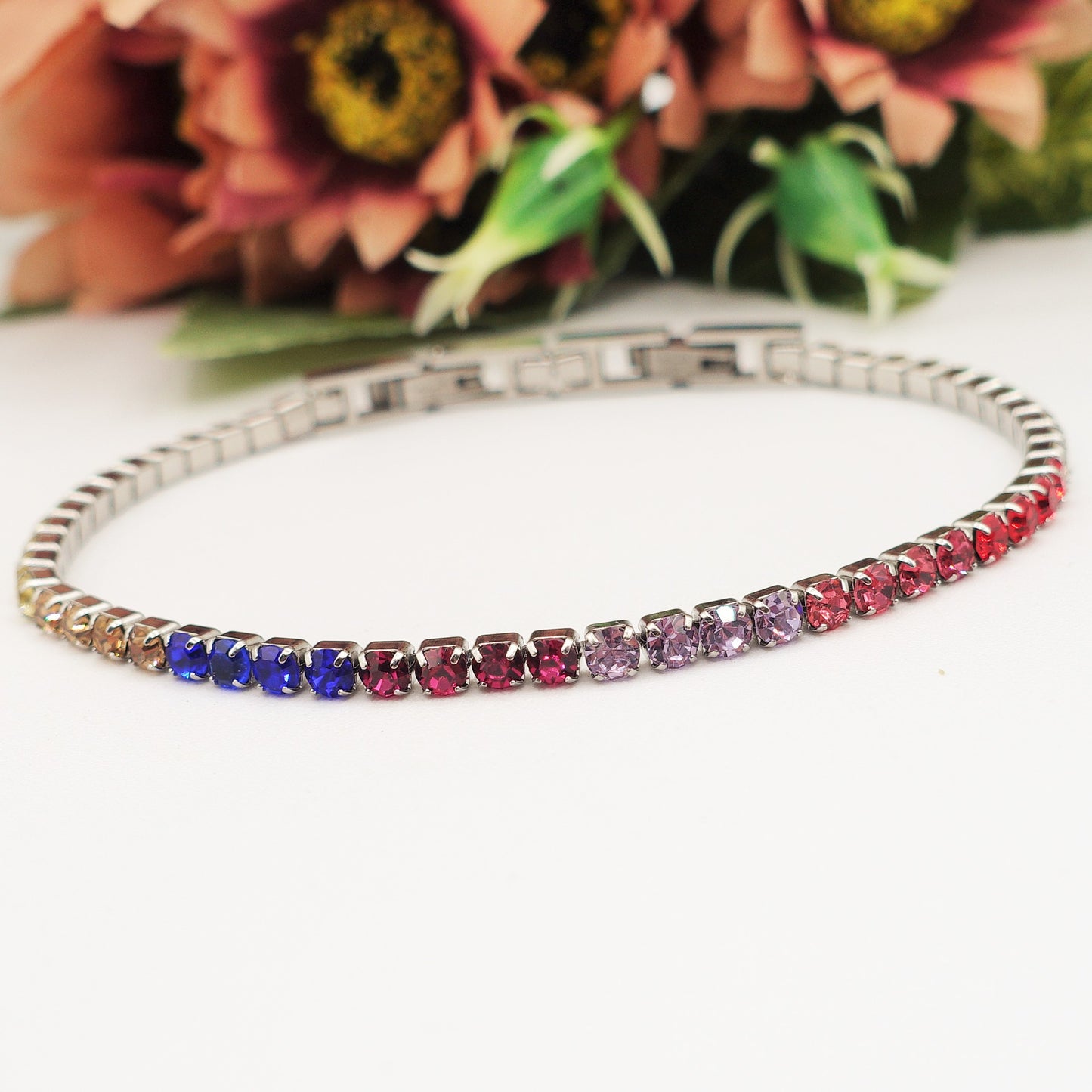 ALICIA RAINBOW ~ Bracciale tennis in ACCIAIO INOSSIDABILE con Cubic Zirconia