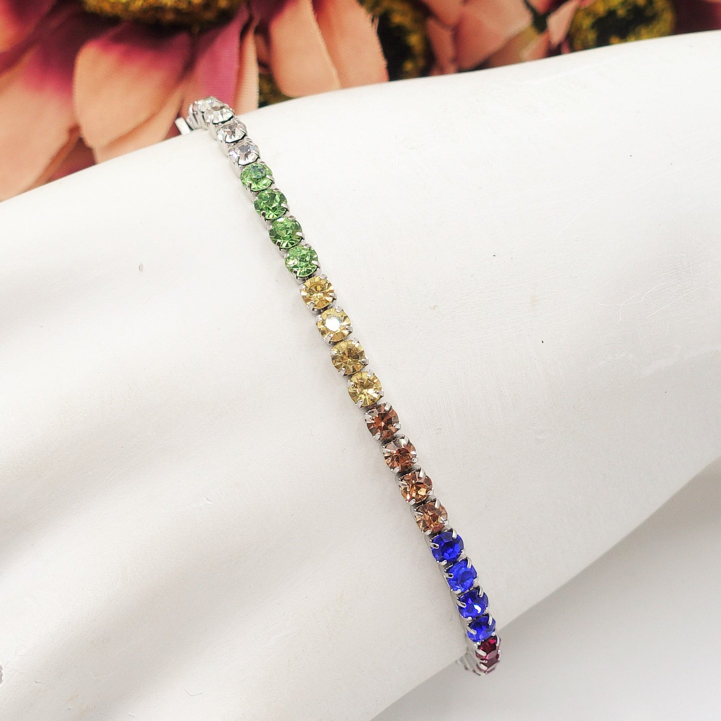 ALICIA RAINBOW ~ Bracciale tennis in ACCIAIO INOSSIDABILE con Cubic Zirconia