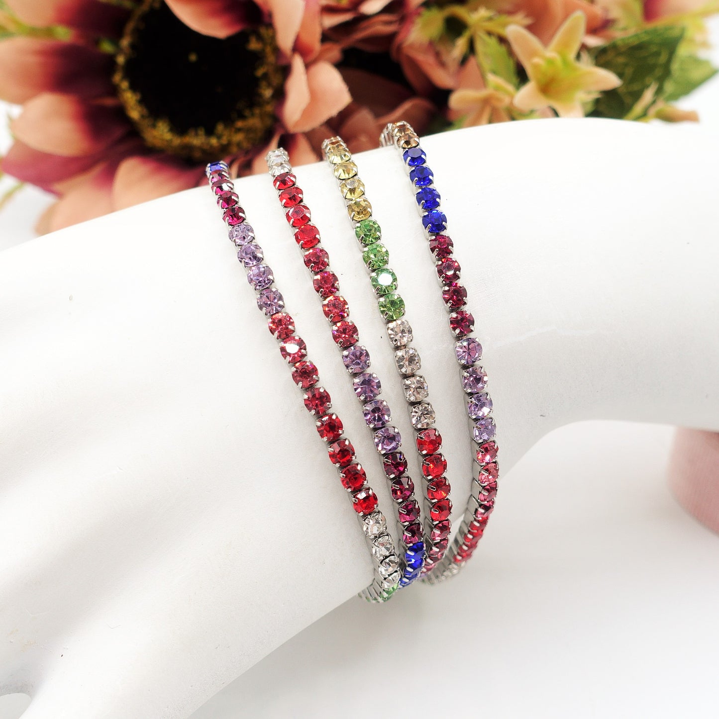 ALICIA RAINBOW ~ Bracciale tennis in ACCIAIO INOSSIDABILE con Cubic Zirconia