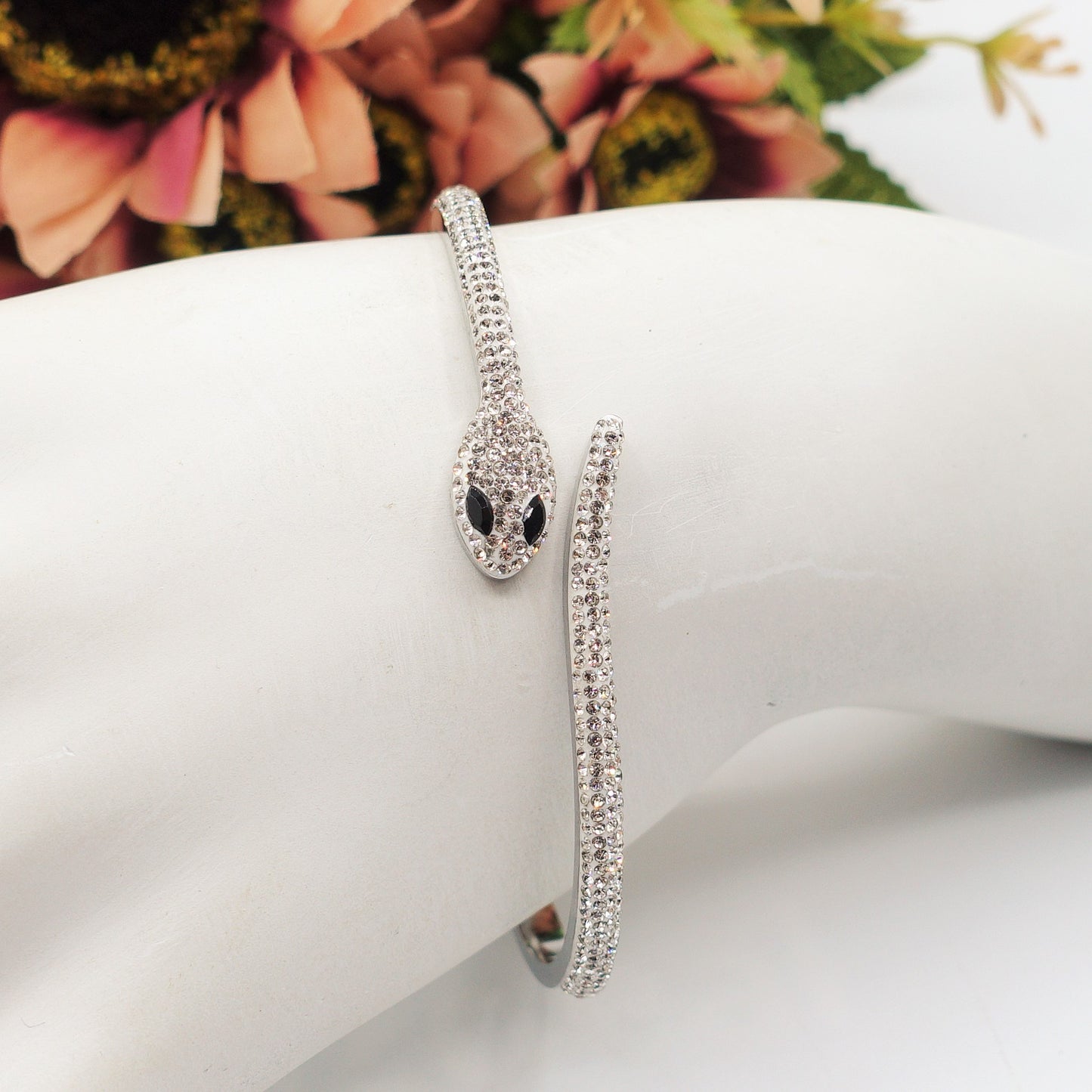 MEDEA~ Acciaio Inossidabile - Bracciale a serpente con cubic zirconia