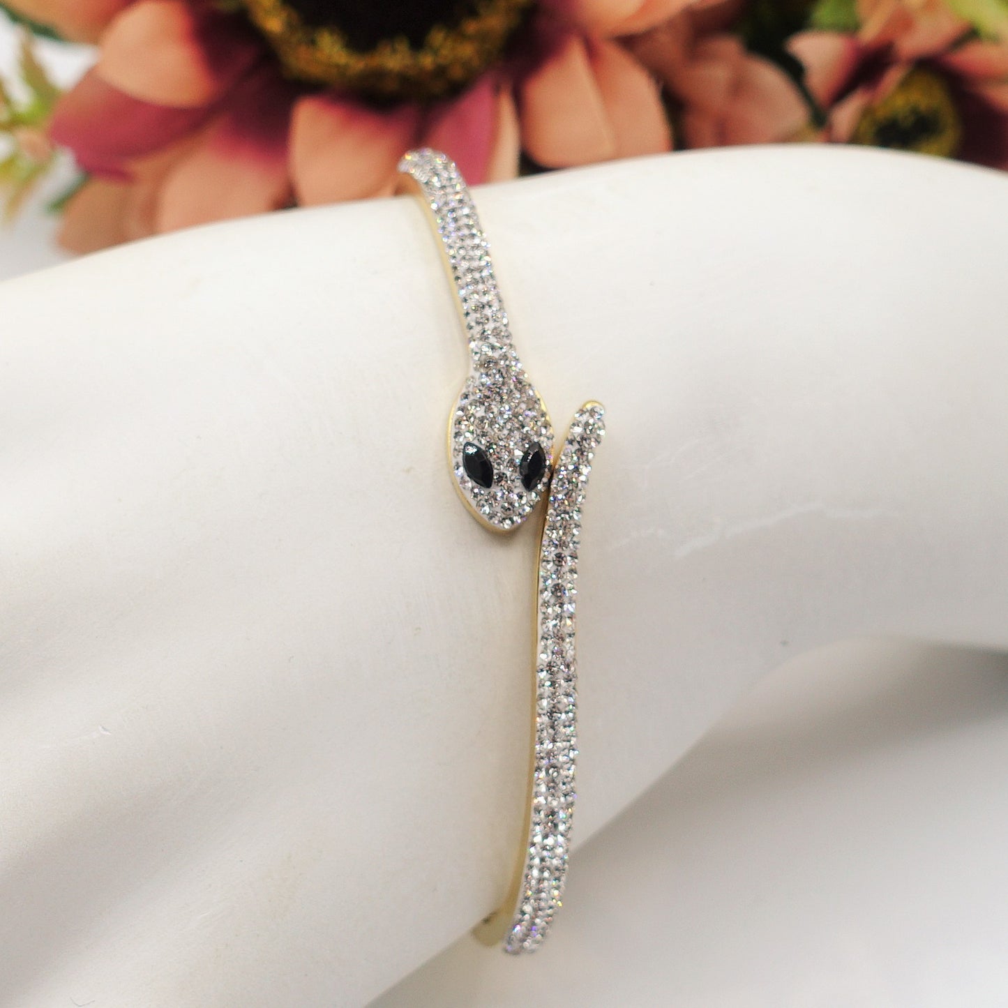 MEDEA~ Acciaio Inossidabile - Bracciale a serpente con cubic zirconia