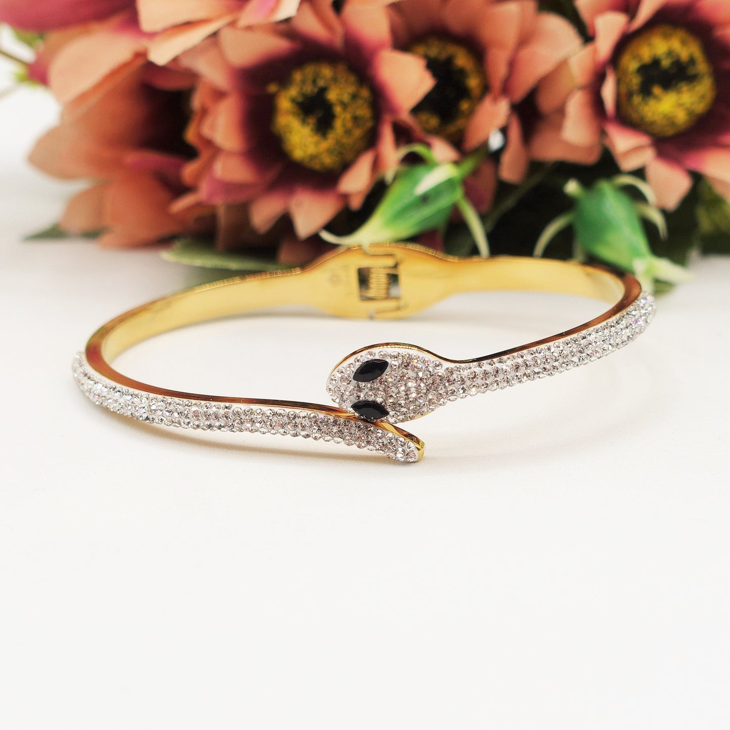 MEDEA~ Acciaio Inossidabile - Bracciale a serpente con cubic zirconia