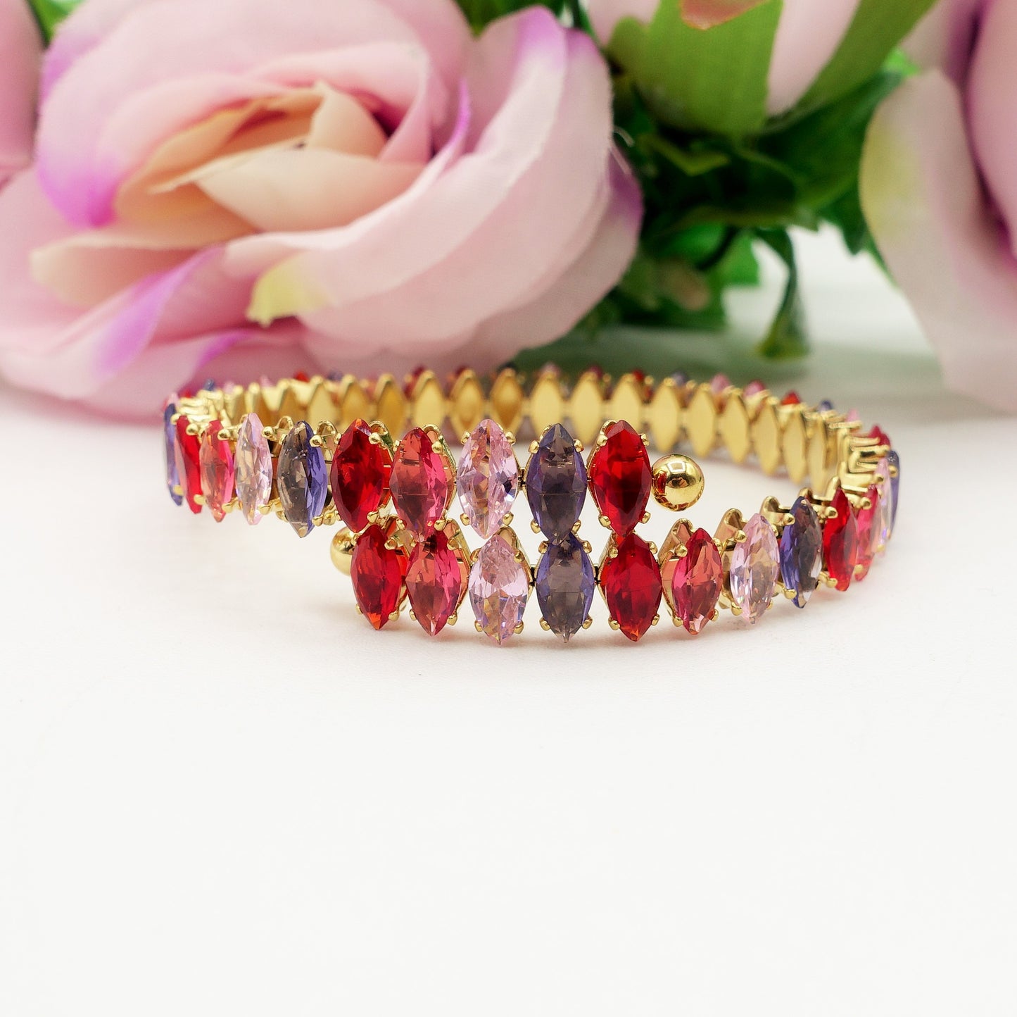 PIPER ~ ACCIAIO INOSSIDABILE - Bracciale rigido contrariè con cubic zirconia