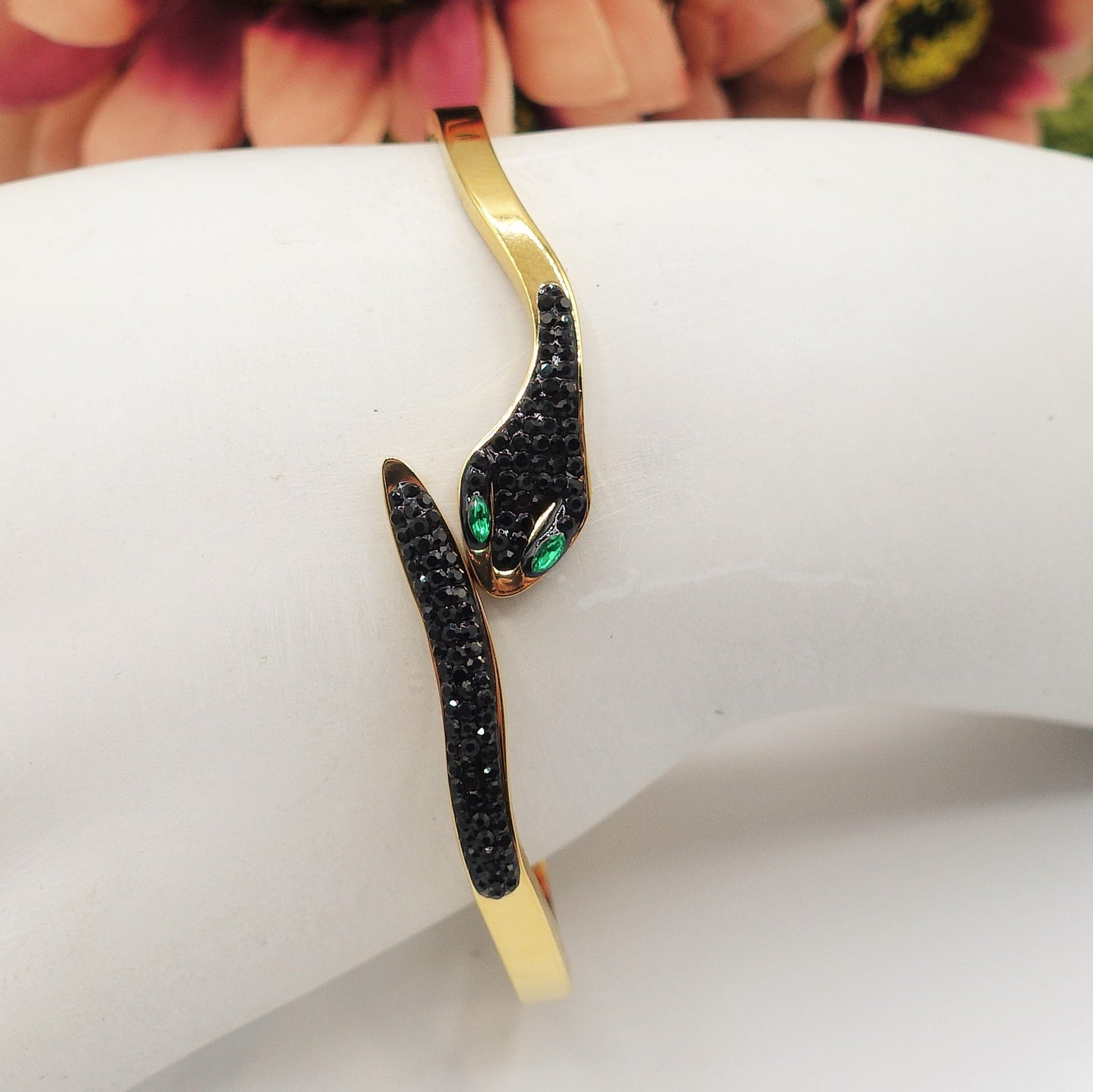 REA~ Acciaio Inossidabile - Bracciale a serpente con cubic zirconia
