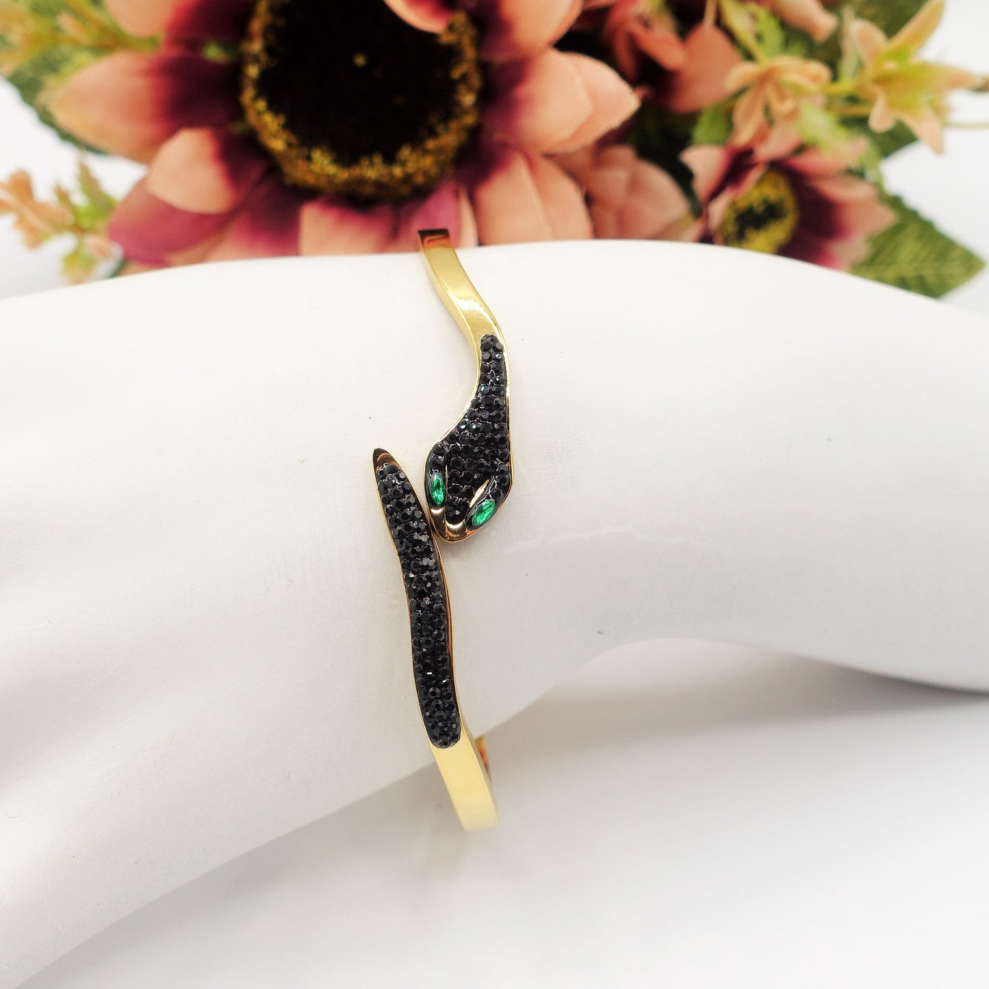 REA~ Acciaio Inossidabile - Bracciale a serpente con cubic zirconia