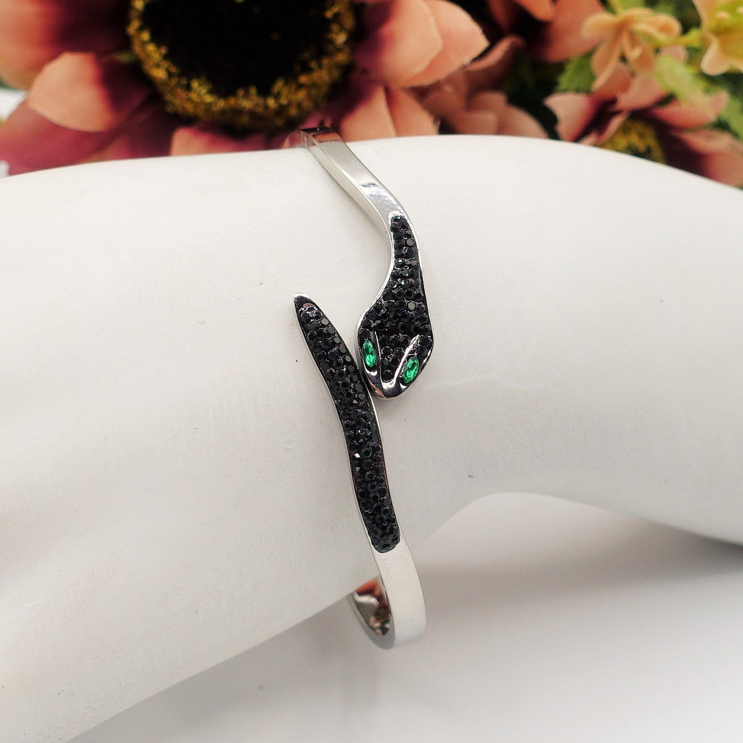 REA~ Acciaio Inossidabile - Bracciale a serpente con cubic zirconia