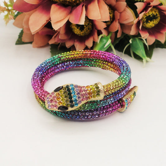 KAA BIG HEAD~Bracciale snodato a serpente con cubic zirconia