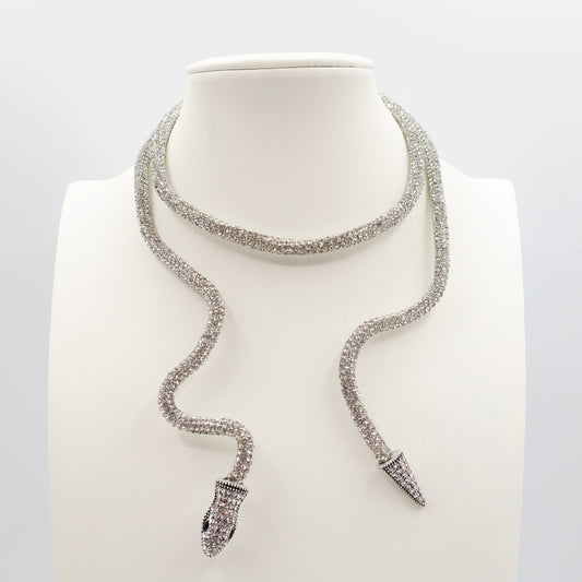 KAA ~ Collier snodato a serpente con cubic zirconia