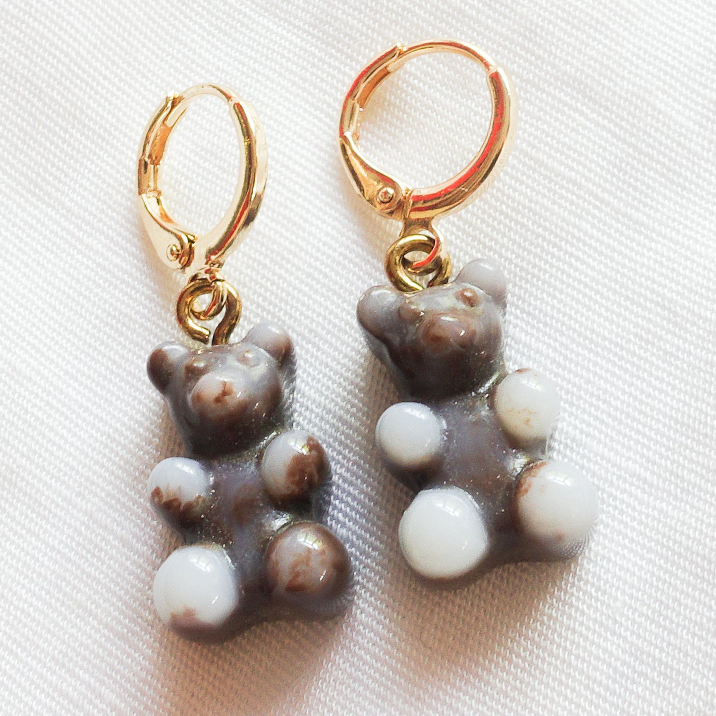 WINONA ~ FALL COLOURS HOOPS ~ gummy bears Gold plated huggies earrings