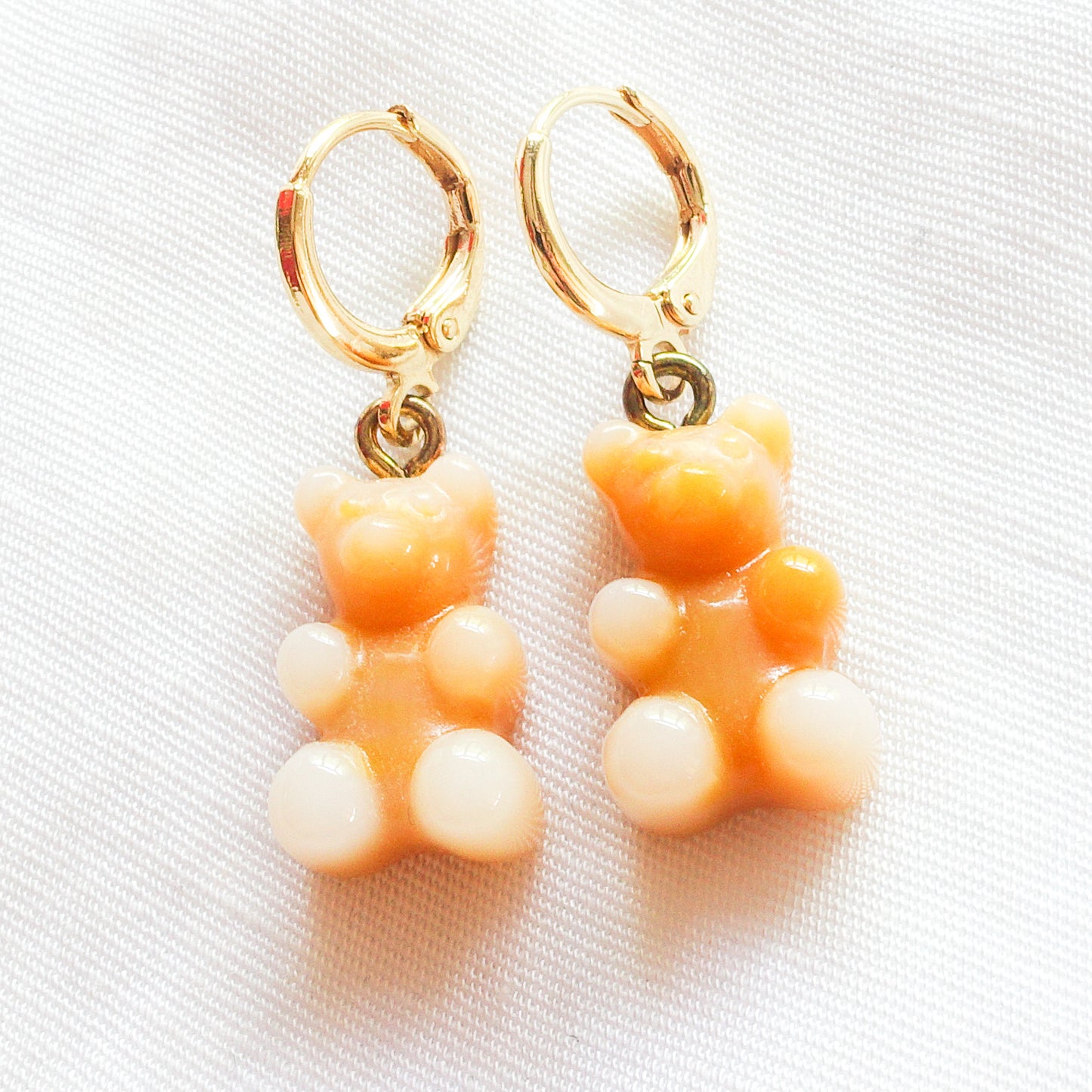 WINONA ~ FALL COLOURS HOOPS ~ gummy bears Gold plated huggies earrings
