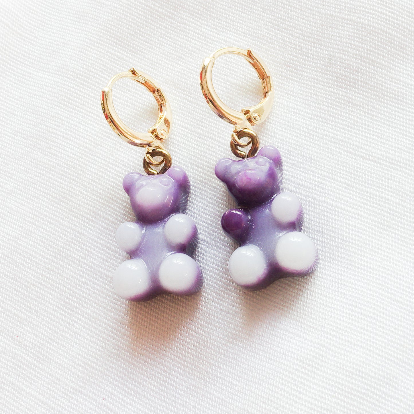 WINONA ~ FALL COLOURS HOOPS ~ gummy bears Gold plated huggies earrings