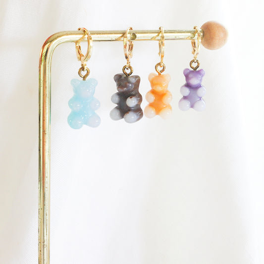 WINONA ~ FALL COLOURS HOOPS ~ gummy bears Gold plated huggies earrings