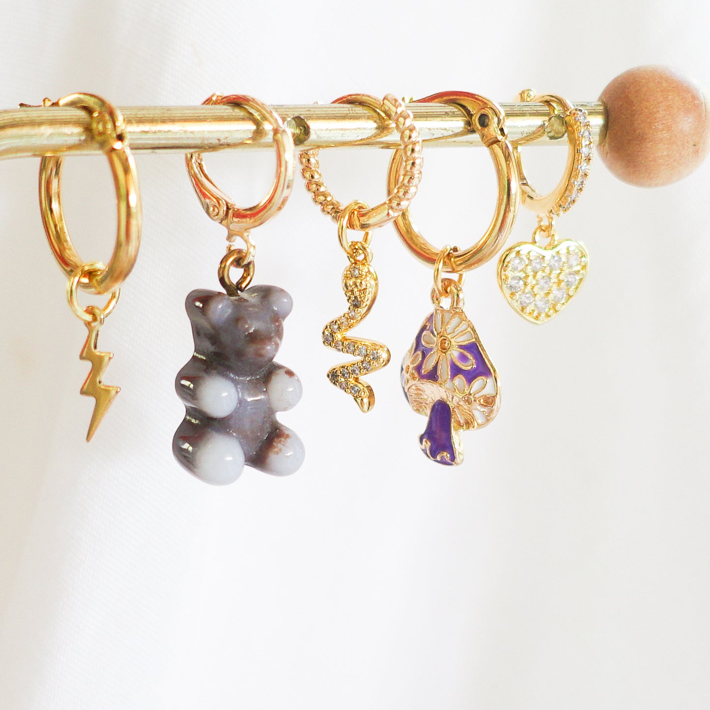 WINONA ~ FALL COLOURS HOOPS ~ gummy bears Gold plated huggies earrings