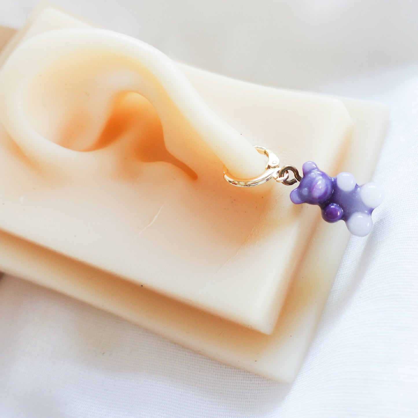 WINONA ~ FALL COLOURS HOOPS ~ gummy bears Gold plated huggies earrings